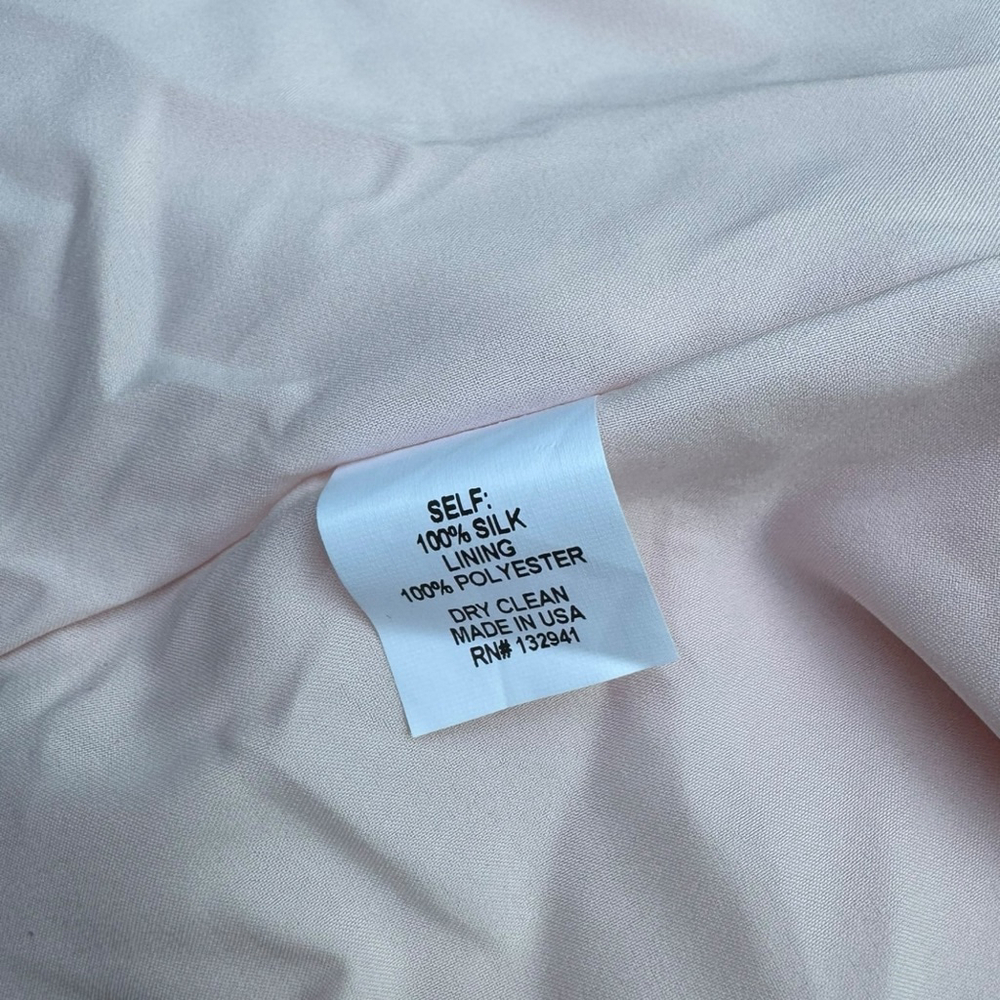 Amanda Uprichard Petal Pink Blush 100% Silk Mini Dress Small Ruffle V-Neck - Picture 9 of 12